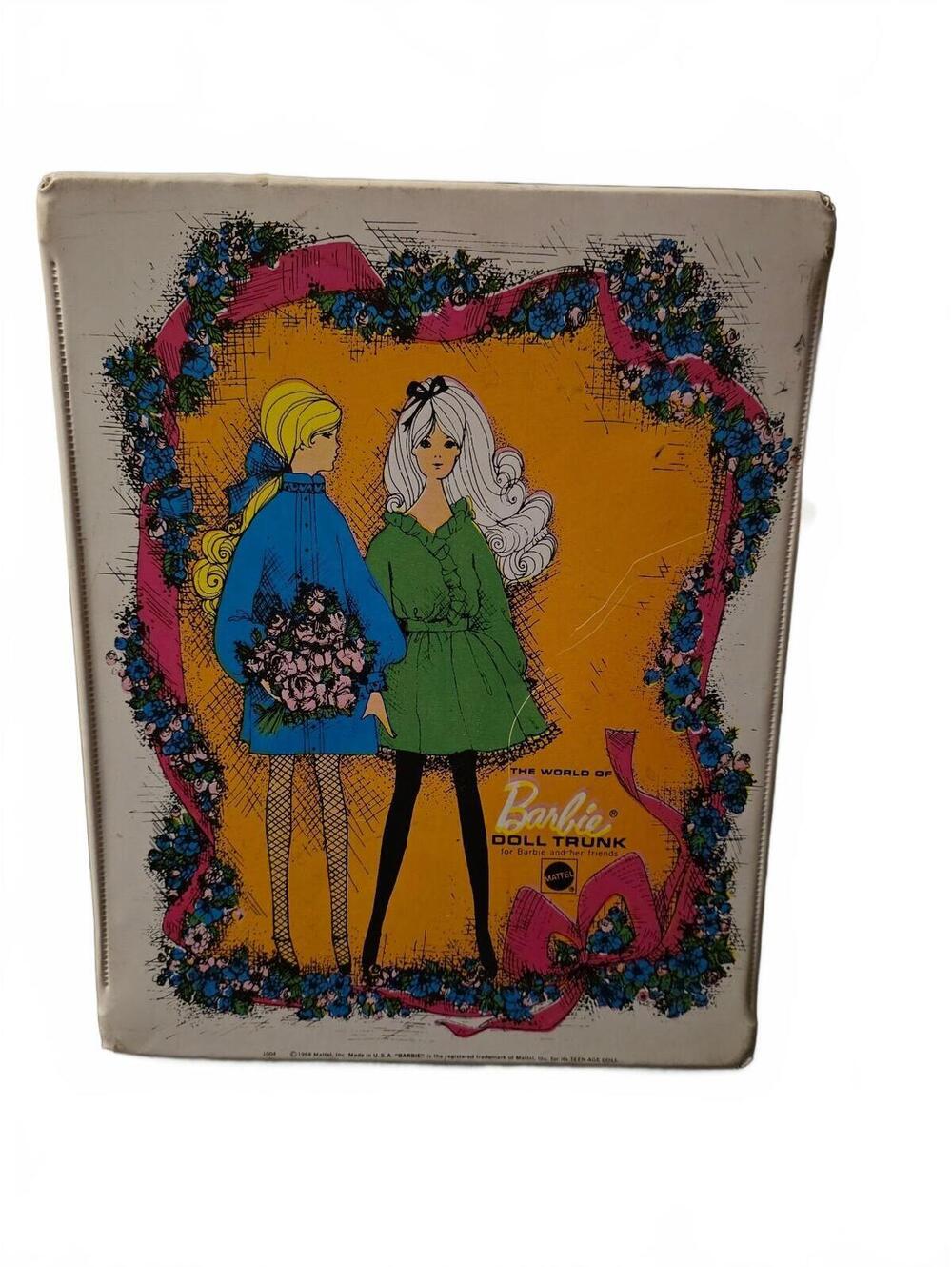 Vintage 1968 The World of Barbie Vinyl Doll Trunk Case Mattel White Interior